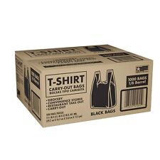 Black T-shirt Carryout Bags 1000 Ct. Size 11.5 X 6.5 X 22 Groceries