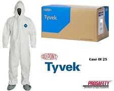 Dupont Ty122s Tyvek Disposable Protective Coverall Spray Suit Hood Boots 25cs