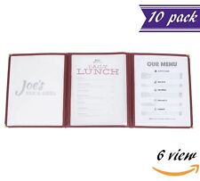 10 Pack Triple Panel Menu Covers Redmaroon 6 View 8.5 X 11-inches Insert