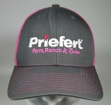Priefert Farm Ranch Rodeo Supply Trucker Hat Gray Snapback Women Pink Mesh