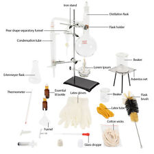 1000ml Distillation Apparatus Kit Chemistry Lab Essential Oil Distilling Glass
