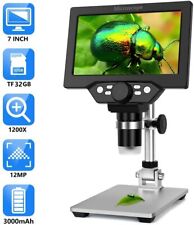 7 Lcd Rechargeable Digital Microscope 1200x 1080p 12mp Magnifier Cameras 32gb