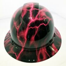 Hard Hat Full Brim Custom Hydro Dipped Hot Pink Lightning Bolt New Best Price