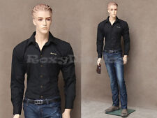 Male Fiberglass Realistic Mannequin With Molded Hair Dress Form Display Mz-wen3
