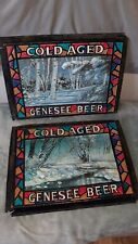 Vintage Lot Of 2 Genesee Beer Lighted Sign Insert Panels Only 3d Outdoor Scenes
