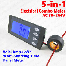 Ac 110v 220v 100a Digital Voltmeter Ammeter Volt Amp Power Kwh Watt Combo Meter