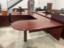 6x8x30h Executive U Shape Desk In Mahogany Finish By Ofs Office