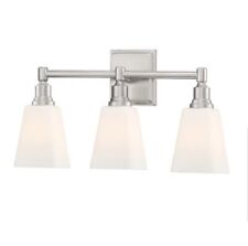 Signature Hardware Brushed Nickel Leadwell 3 Light 21 Wide Vanity Opal Etched