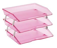 Acrimet Facility 3 Tiers Triple Letter Tray Clear Pink Color
