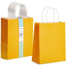 25-pack Yellow Gift Bags With Handles - Medium Size Paper Bags 8x3.9x10 In