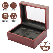 7 Slots Championship Ring Display Box Wooden Collection Case Storage Holder Gift