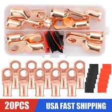 20pcs 10 Awg Gauge Copper Lugs W Black Red Heat Shrink Ring Terminals Wire