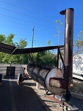 Texas Style Offset Smoker Pit On Trailer. Commercial.