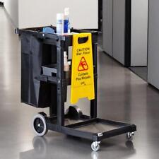 44 Black Housekeeping Cleaning Janitor Cart 3 Sturdy Shelves Vinyl Bag Plastic