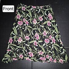 Jennifer Moore Jm Collection Floral Midi Skirt-size 16-black Greenpink Flowers