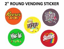 5 Vendstar 3000 Vending Machine 2 Round Candy Stickers Label Free Shipping