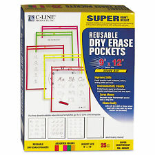 C-line Reusable Dry Erase Pockets 9 X 12 Assorted Neon Colors 25box 40820