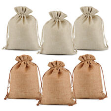 25 50 100 Wedding Hessian Burlap Jute Favour Gift Bags Jewelry Drawstring Pouch