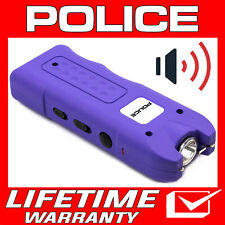 Police Stun Gun 628 Rechargeable Led Flashlight Personal Siren Alarm Purple