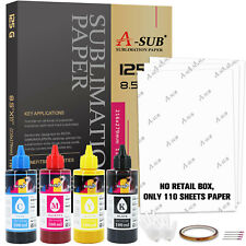 Bundle A-sub Sublimation Paper 8.5x11 125g Sublimation Ink Fit Epson 2400 2803