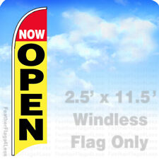 Now Open - Windless Swooper Flag Feather 2.5x11.5 Banner Sign - Yb
