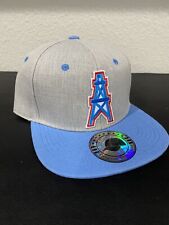 Houston Oilers Vintage Gray Baby Blue Throwback Logo Hat Cap Snapback New