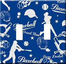 Baseball Blue Double Toggle Light Switch Cover Unbreakable Midway Size Sport