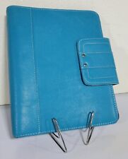 Day Timer 7 Ring Binder Blue Faux Leather Snap Close Inside Pockets 9.25 X 7.5