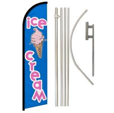 Ice Cream Windless Banner Swooper Advertising Flag Pole Kit Concessions Food