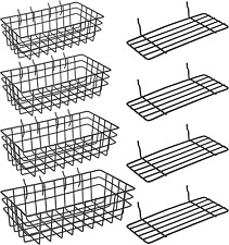 8 Pieces Pegboard Baskets Peg Board Racks Square Style Wire Shelf Baskets Bins W