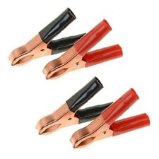 4pc Battery Clips Alligator Test Clamps Lead Black Red Heavy Duty 50 Amp
