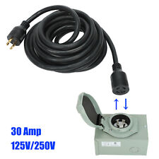 2025ft Generator Extension Power Cord Copper Wire L14-30 30 Amp Power Inlet Box
