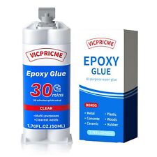 Vicpricme Plastic Glue2 Part Epoxy Glue Clear 1.76oz Syringe Waterproof Pl...