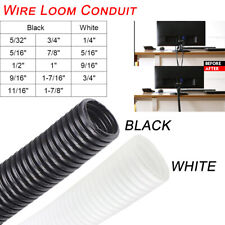 Split Wiring Loom Conduit Wire Wrap Flex Tubing Cable Sleeves Blackwhite Lot