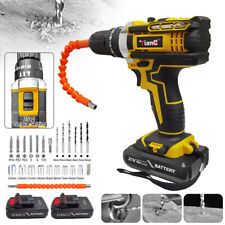 21v Cordless Combi Hammer Impact Drill Driver Electric Screwdriver 2 Battery