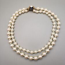 Vintage Necklace Faux Pearl 16 Off White Double Layered Acrylic