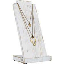 White Wood Necklace Easel Stand Tabletop Adjustable Jewelry Display Holder
