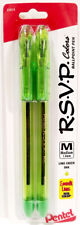 New Pentel Rsvp Colors Ballpoint Pen 1.0mm Lime Green Ink 2-pack Bk91crbp2k Bk91