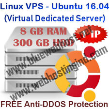 Linux Vps - Ubuntu 16.04 Virtual Dedicated Server 8gb Ram 300gb Hdd - 1 Year