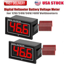 2 Pack 5-130v Battery Meter Battery Charge Gauge Digital Voltage Display Monitor