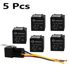 5 Pack 12v 40a Fuse Relay Switch Harness Set Spst 4pin 14 Awg Hot Wires Fast Us