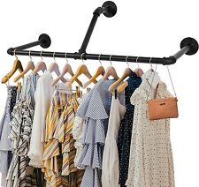 32.68in Industrial Wall Mounted Clothes Rack T-bar Pipe Coat Hanger Garment Rack