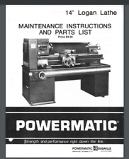 14 Logan Lathe Powermatic Maintenance Instructions Parts List 56 Pages 1980