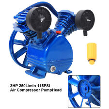 3hp 2-piston V-style Blue Air Compressor Head Pump Twin Cylinder Single Stage