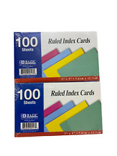 Ruled Index Flash Cards Assorted Neon Colored 3x5 Inch 100-count Pk 2