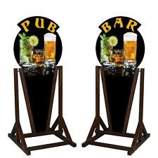 Sidewalk Sign Bar Pub A-frame Water Resistant Wooden Pavement Stand Beer Drinks