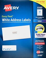 Avery 8160 White Address Labels Inkjet Easy Peel Pop-up Edge 1 X 2 58