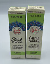 Lot Of 2 Guru Nanda Aromatherapy Tea Tree Natural Essential Oil 0.5 Oz Each
