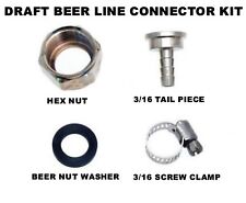 Draft Beer Line Connectors - Clamp Washer Nipple Hex Nut - Kegerator Parts 874-k