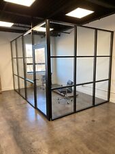 Cgp Glass Aluminum 2 Wall Office Partition System Wdoor 12x6x9 Black Painted